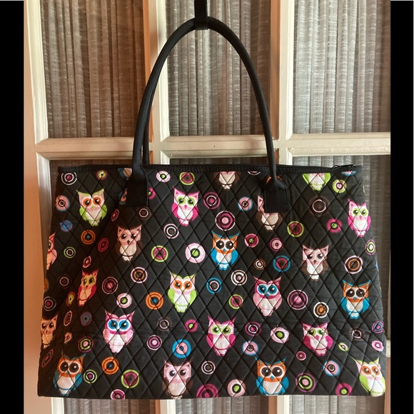 Quilted Owl Print lined Tote Bag - Picture 5 of 9